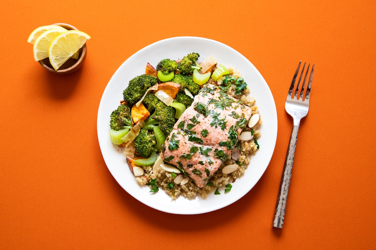 Nutritious meal preparation with fresh ingredients